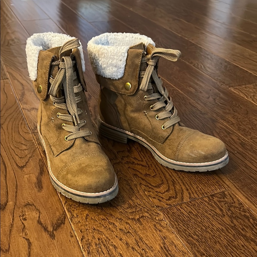 Tommy Hilfiger Brown Lace-Up Combat Boots